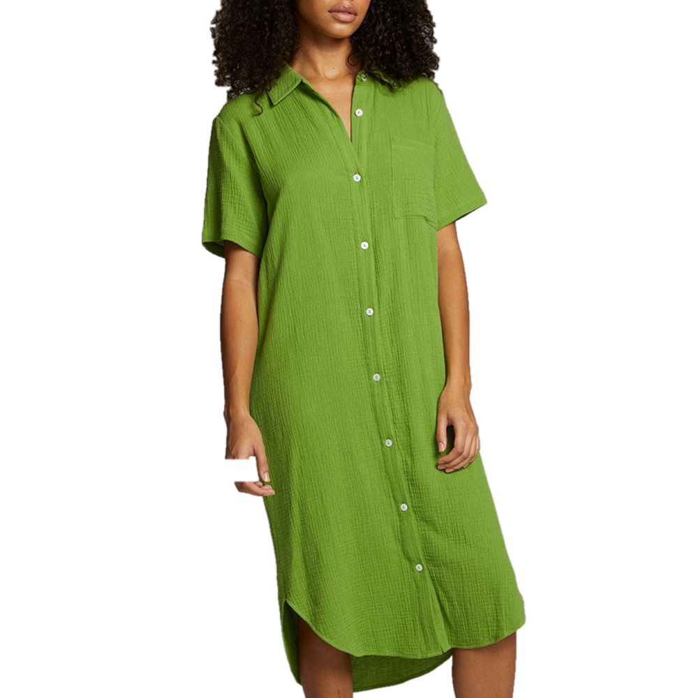 CHASER Women’s Sebastian Piquant Green Button Down   gauze cotton midi dress NWT
